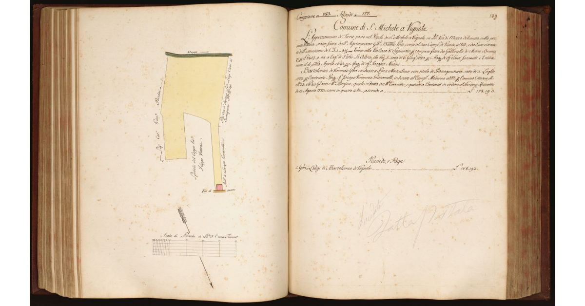 [Pianta di un appezzamento di terreno situato in località "Via di Mezzo" nel Comune e Popolo di S. Michele]