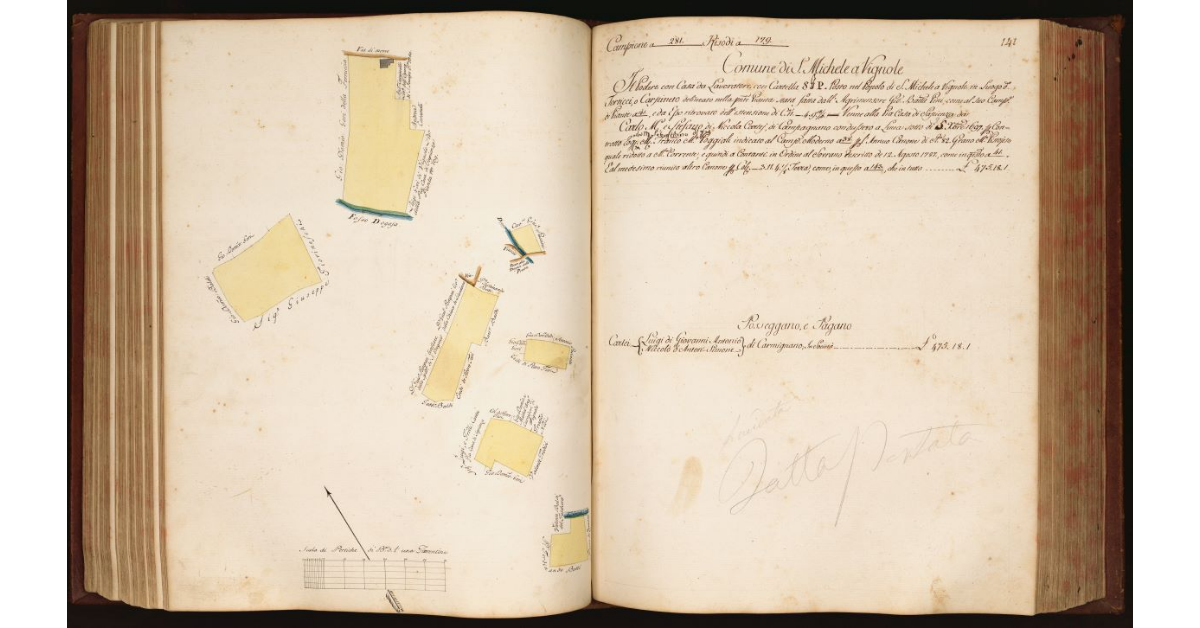 [Pianta di un podere con casa da lavoratore, che si trova in località "Torticci" o "Carpineto" nel Comune e Popolo di S. Michele a Vignole]