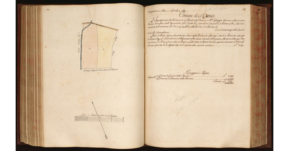 [Pianta di un appezzamento di terreno posto in località "Cafaggio" nel Comune di S. Quirico, Popolo della Chiesina]