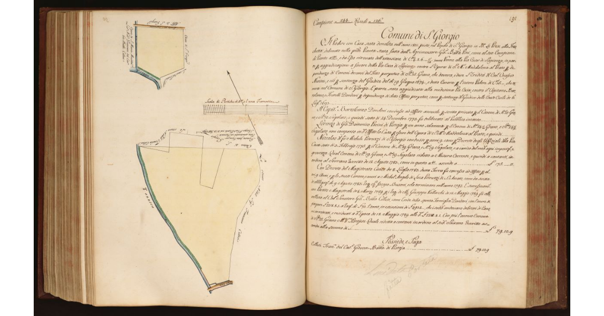 [Pianta di un podere situato in località "Le Prese alla Fraschetta" nel Comune e Popolo di S. Giorgio]