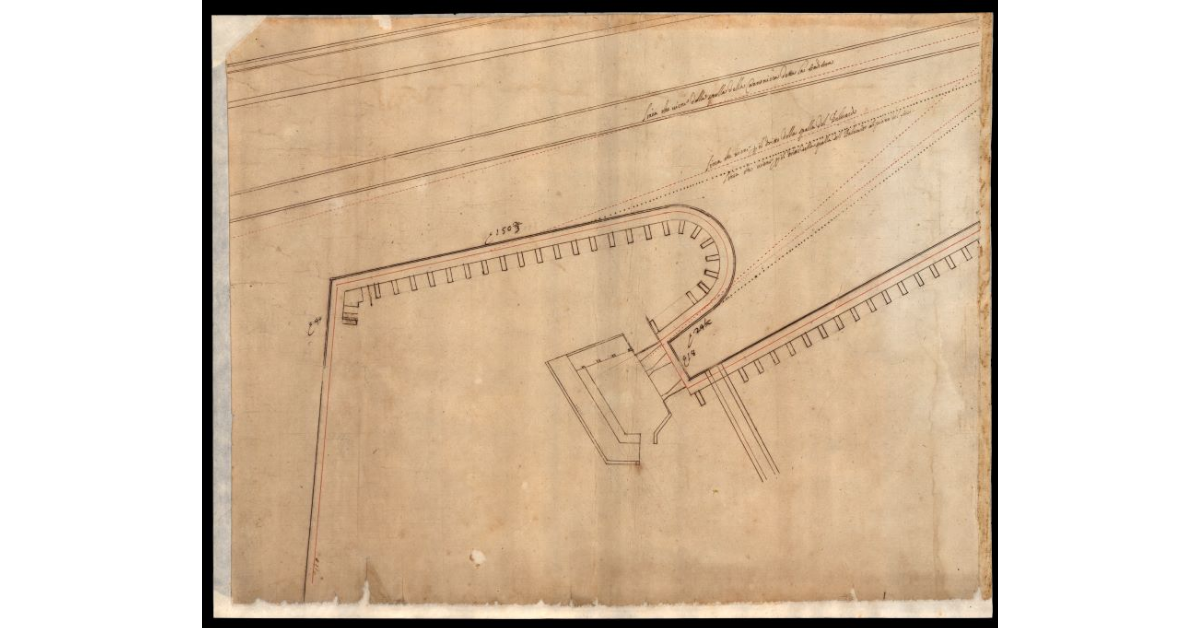 Pianta con la ritirata della scarpa della nuova fortificatione con le sue difese, nel modo apunto che sta posta sul proprio sito [a Lucca]
