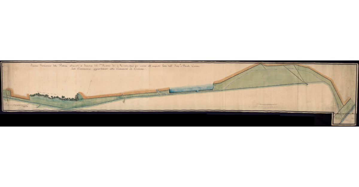 Pianta geometrica delle Praterie adiacenti a sinistra del Ramo di Montecchio per servire all’acquisto fatto dall’Imperiale e Reale Corona delle Comunanze appartenenti alla comunità di Cortona