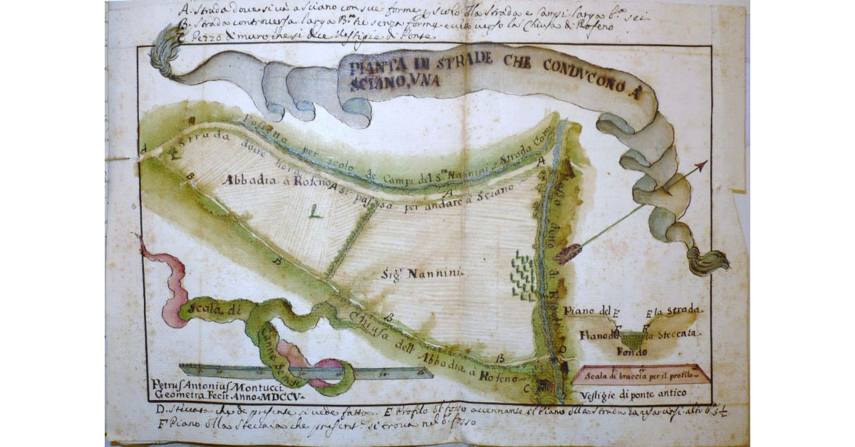 Pianta di strade che conducono a Sciano