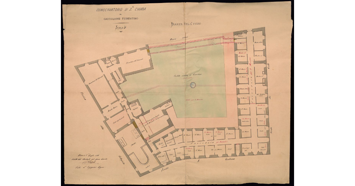 Conservatorio di S.ta Chiara in Castiglione Fiorentino. Pianta del 2° piano