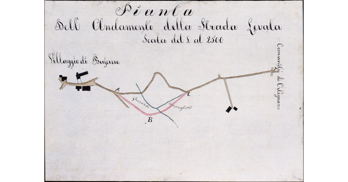 Pianta dell'andamento della Strada levata [di Buiano a Poppi]