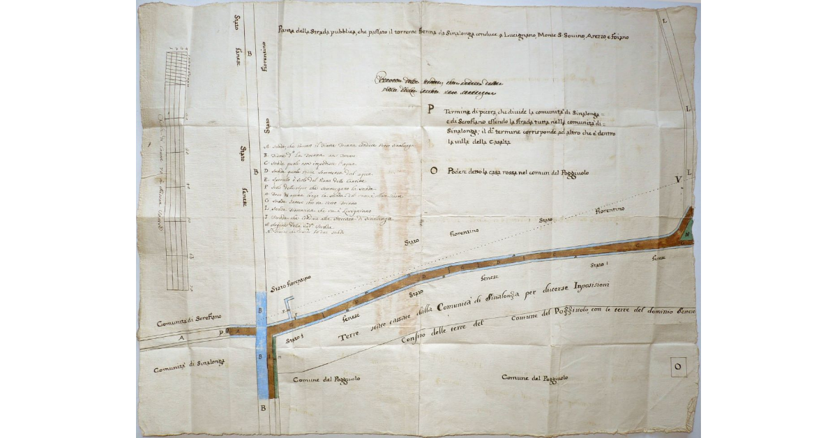 Pianta della Strada pubblica che, passato il torrente Foenna, da Sinalunga conduce a Lucignano, Monte San Savino, Arezzo e Foiano