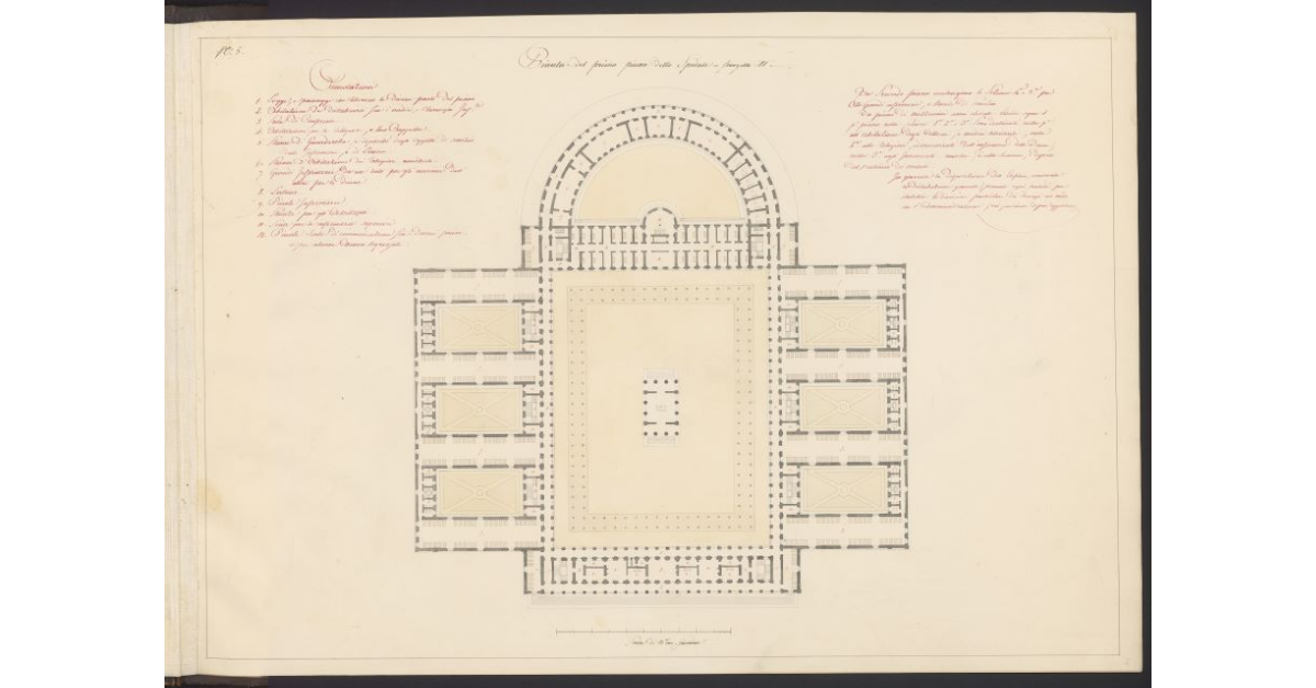 Pianta del primo piano dello Spedale. Progetto II