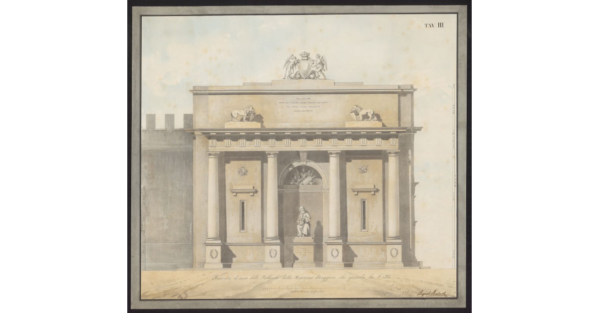 Tav. III Facciata di una delle fabbriche della barriera maggiore che guarda la città [di Firenze]