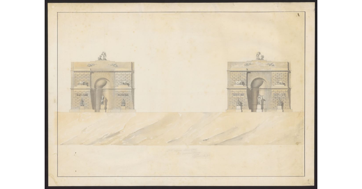 [Alzato di due edifici per la nuova barriera doganale delle Cascine]