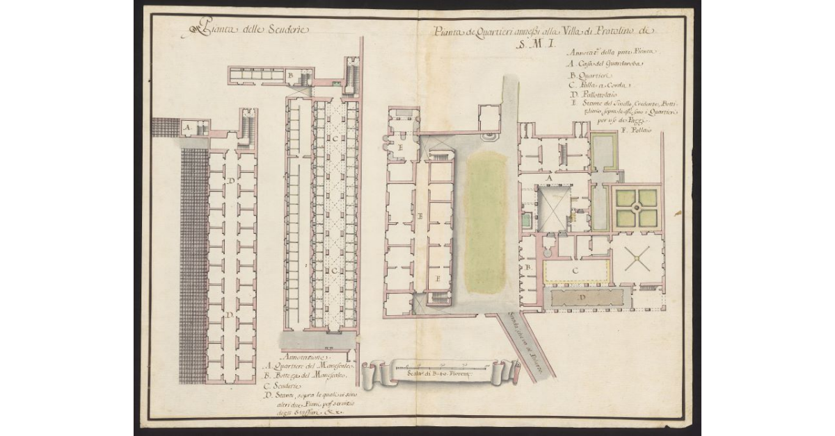 Piante delle scuderie [e] Pianta dei quartieri annessi alla villa di Pratolino di S. M. I