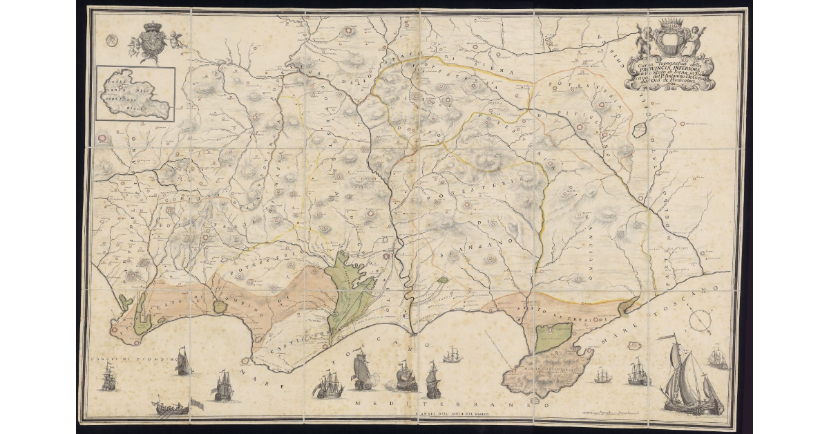 Carta topografica della provincia inferiore dello stato di Siena in Toscana del P. Antonino De Greyss dell'ordine dei predicatori, 1772