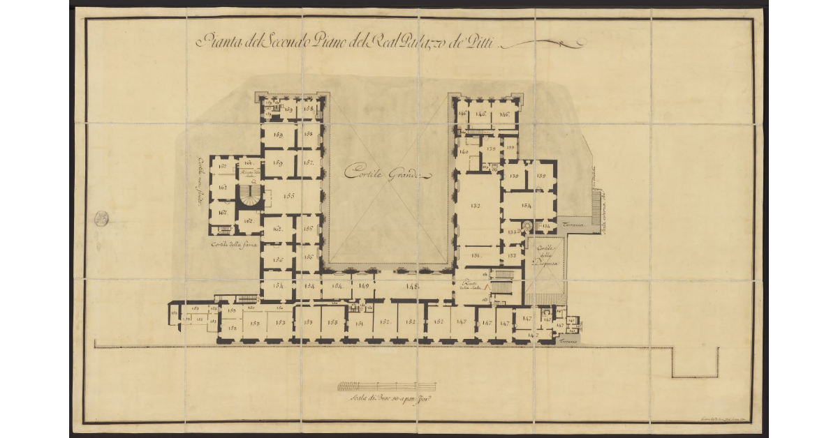Pianta del secondo piano del real palazzo dei Pitti [a Firenze]