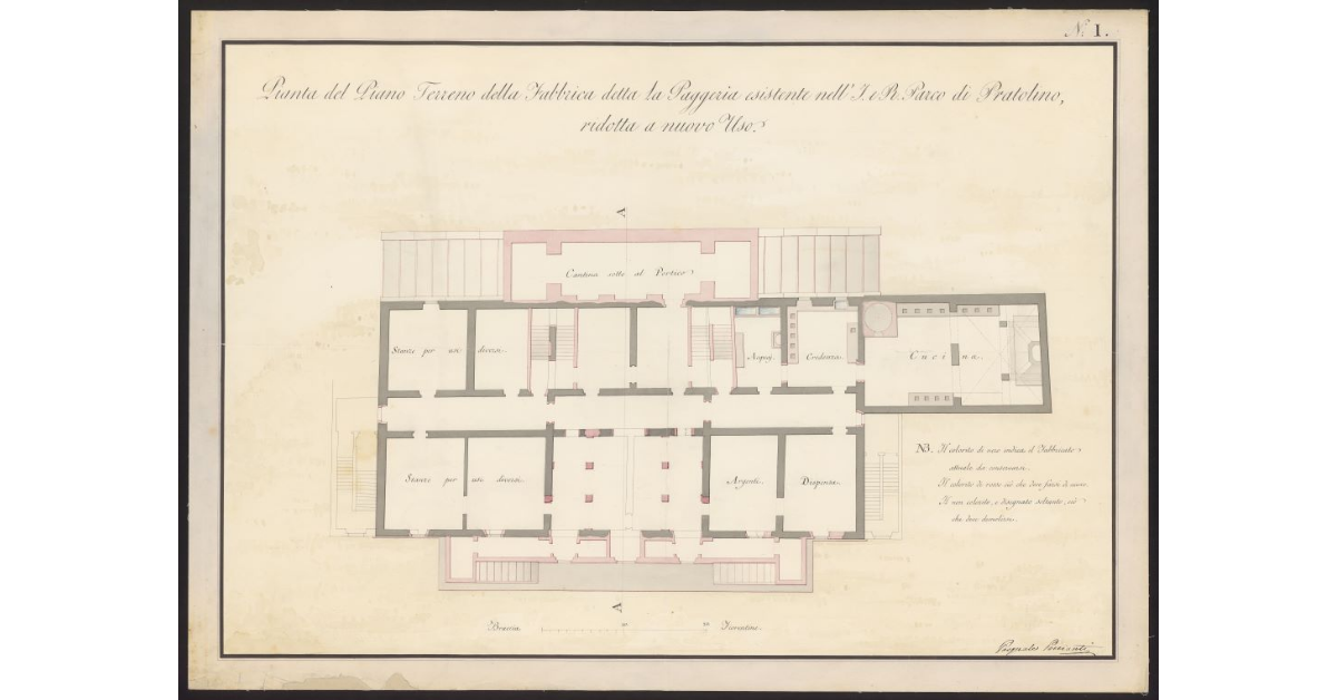 Pianta del piano terreno della fabbrica detta la Paggeria, esistente nell'I. e R. parco di Pratolino, ridotta a nuovo uso-I