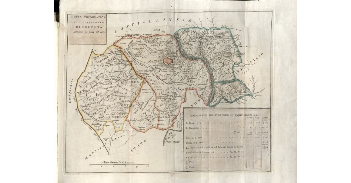 Pianta Topografica del territorio di Cortona delineata in faccia del luogo