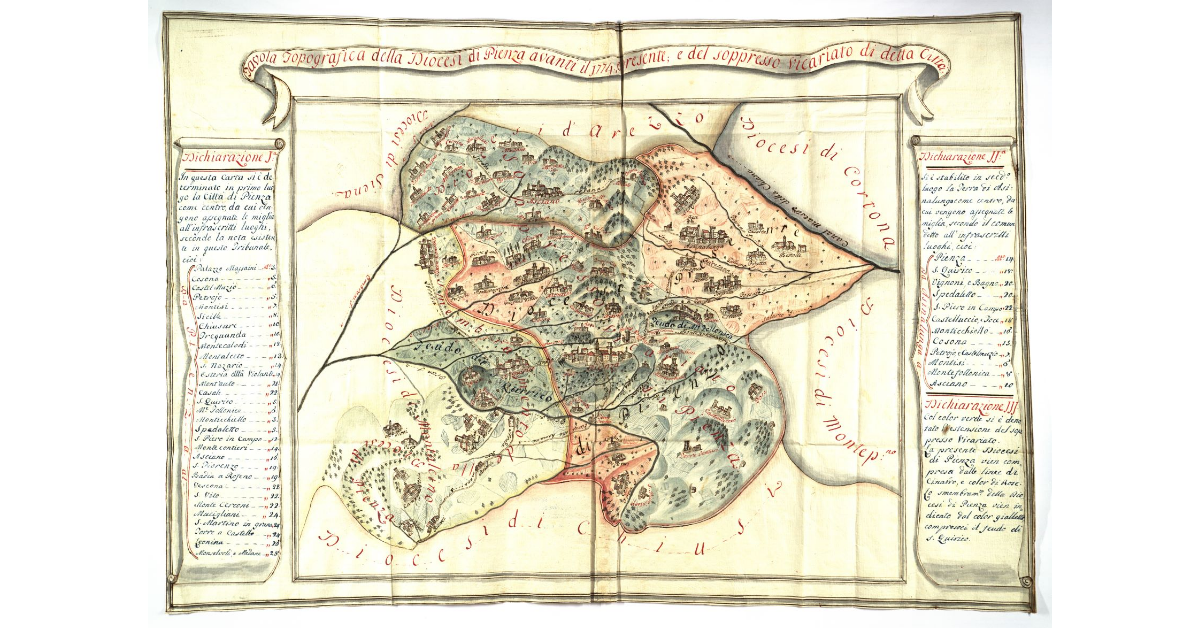 Tavola topografica della Diocesi di Pienza avanti il 1774 e presente, e del soppresso vicariato di detta Città
