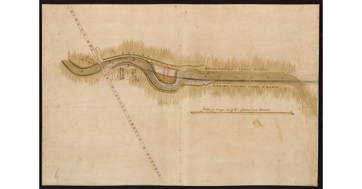 [Pianta di un tratto del fiume Ombrone in prossimità del Ponte alla Pergola]