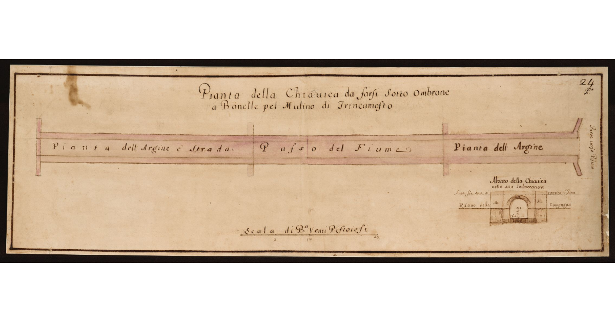 Pianta della Chiavica da farsi sotto Ombrone a Bonelle pel Mulino di Trincamosto