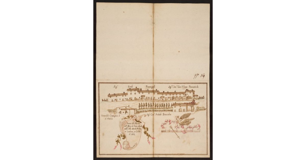 Pianta dell'Albereta dell'Offizio de Fiumi e Strade, posta nella Strada Militare Lucchese, in Comune di Sala