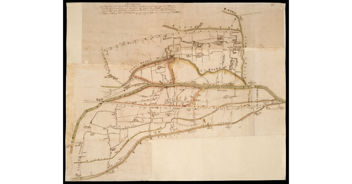 [Mappa dimostrativa del territorio pistoiese fra il sistema fluviale Agna-Calice-Bure-Brana e Stella]