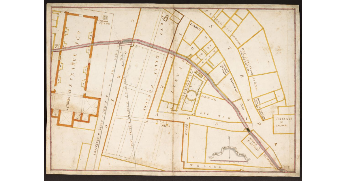 [Pianta del Convento di San Francesco di Pistoia e delle aree limitrofe]