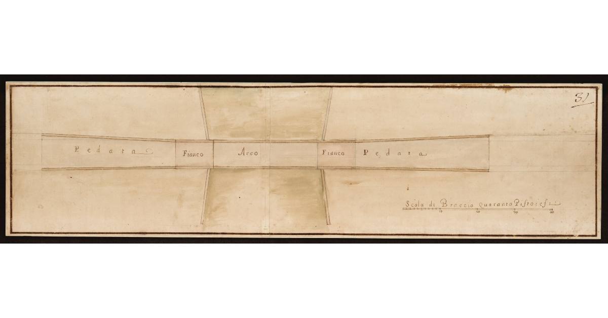 [Planimetria del Ponte di Bonelle sull'Ombrone nel territorio pistoiese]