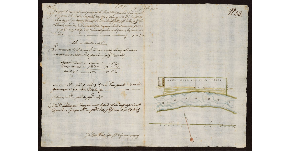 [Pianta dei terreni posti lungo l'Ombrone Nuovo nel Comune della Badia]