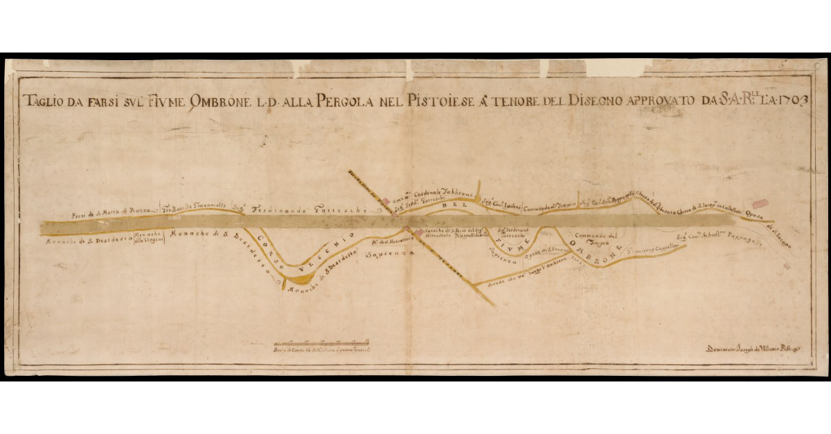 Taglio da farsi sul Fiume Ombrone l. d. alla Pergola nel Pistoiese a tenore del disegno approvato da S. A. R. nel 1703