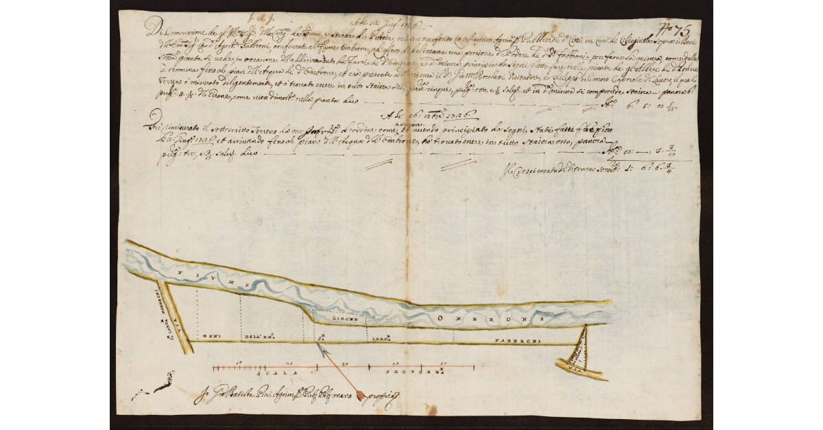 [Pianta dell'Ombrone Nuovo nel Pistoiese nei terreni del Cardinale Fabbroni nel Comune di Ciliegiole]