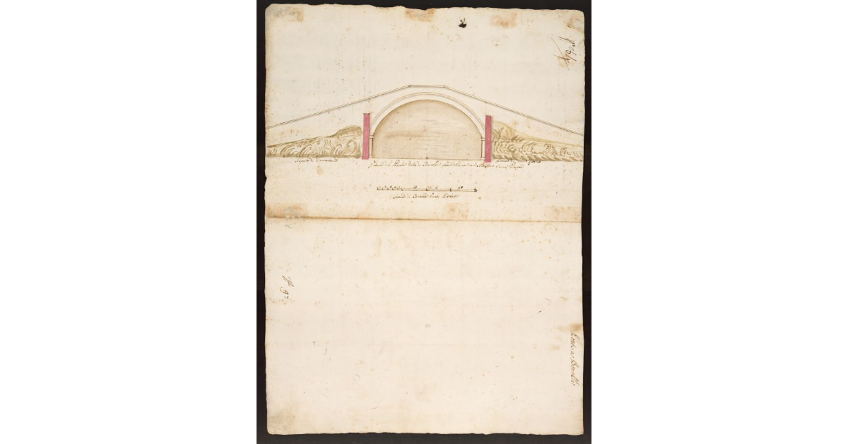 Veduta del Ponte detto di Bonelle facendosi con un solo arco e sua Pianta