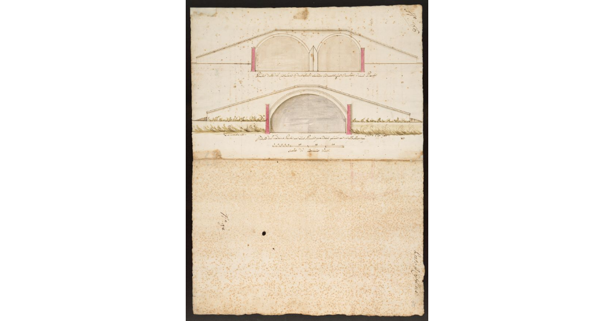 Veduta del medesimo Ponte con sua Pianta quando si faccia con un solo arco