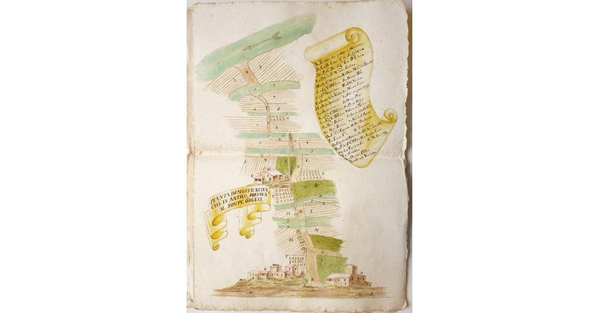 Pianta dimostrativa che, in antico, portava al Ponte Orgese [a Orgia]