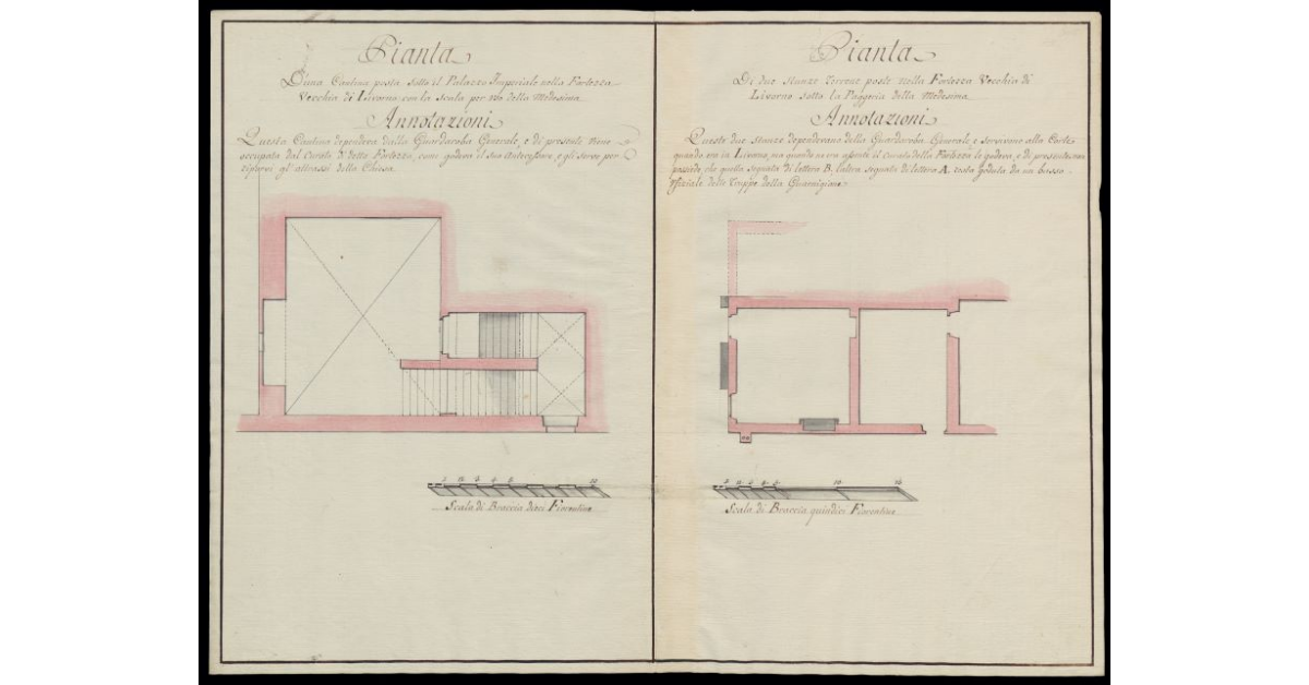 Pianta d'una cantina posta sotto il Palazzo Imperiale nella Fortezza Vecchia di Livorno