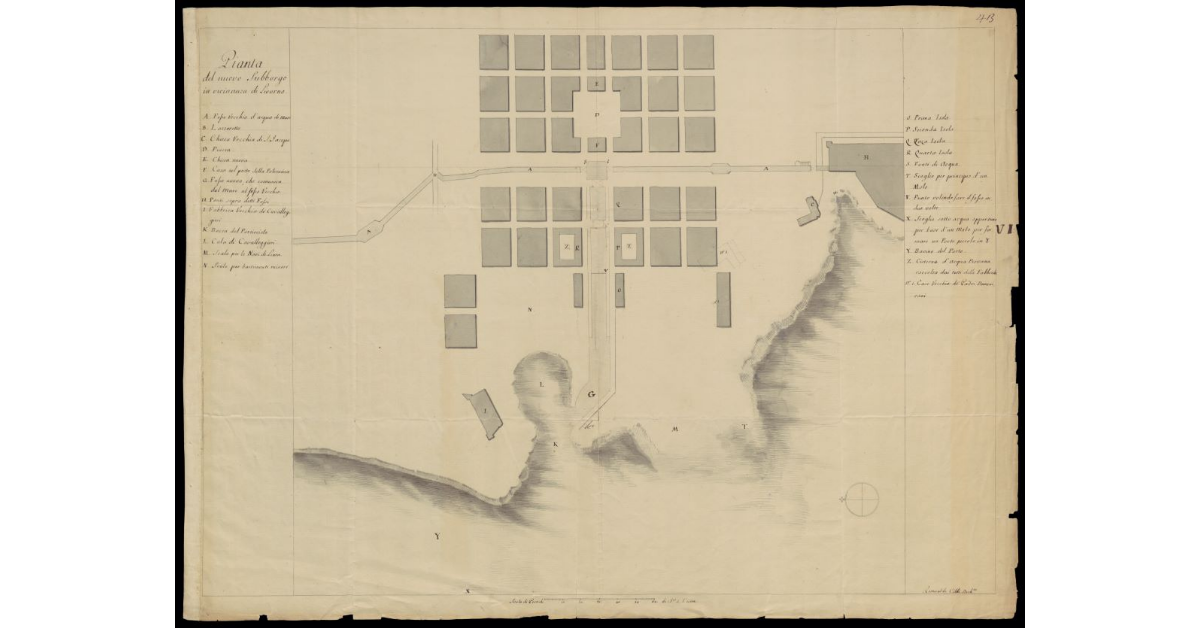 Pianta del nuovo Subborgo in vicinanza di Livorno [bozza]