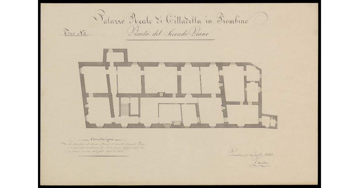 Palazzo Reale di Cittadella in Piombino. Pianta del secondo piano