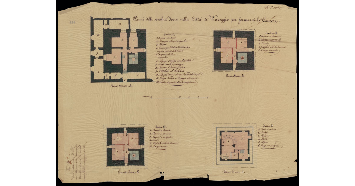 Piani della vecchia Torre nella Città di Viareggio per formarvi le Carceri