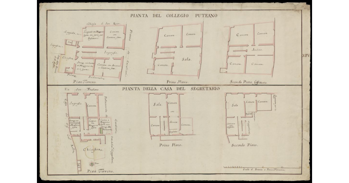 Pianta del Collegio Puteano. Pianta della casa del segretario [dei Cavalieri di S. Stefano a Pisa]