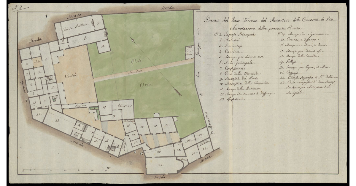 Pianta del piano terreno del Monastero delle Convertite di Pisa