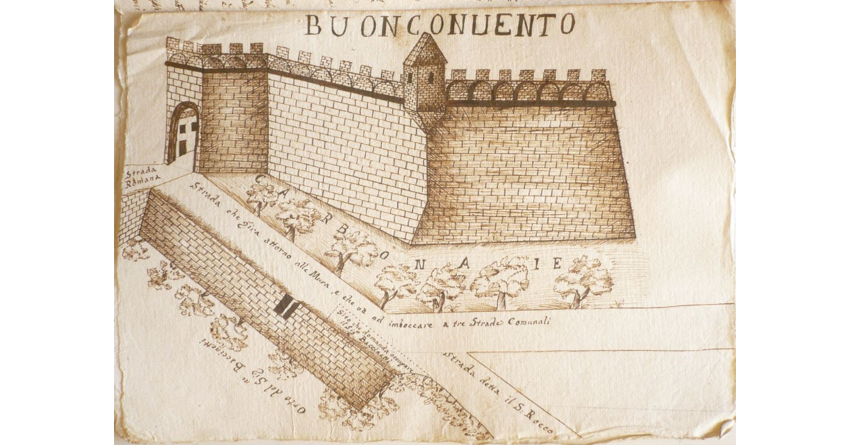 [Strada nei pressi delle mura di Buonconvento]