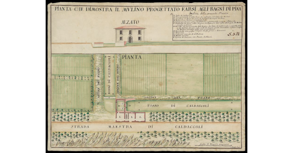 Pianta che dimostra il mulino progettato farsi agli Bagni di Pisa