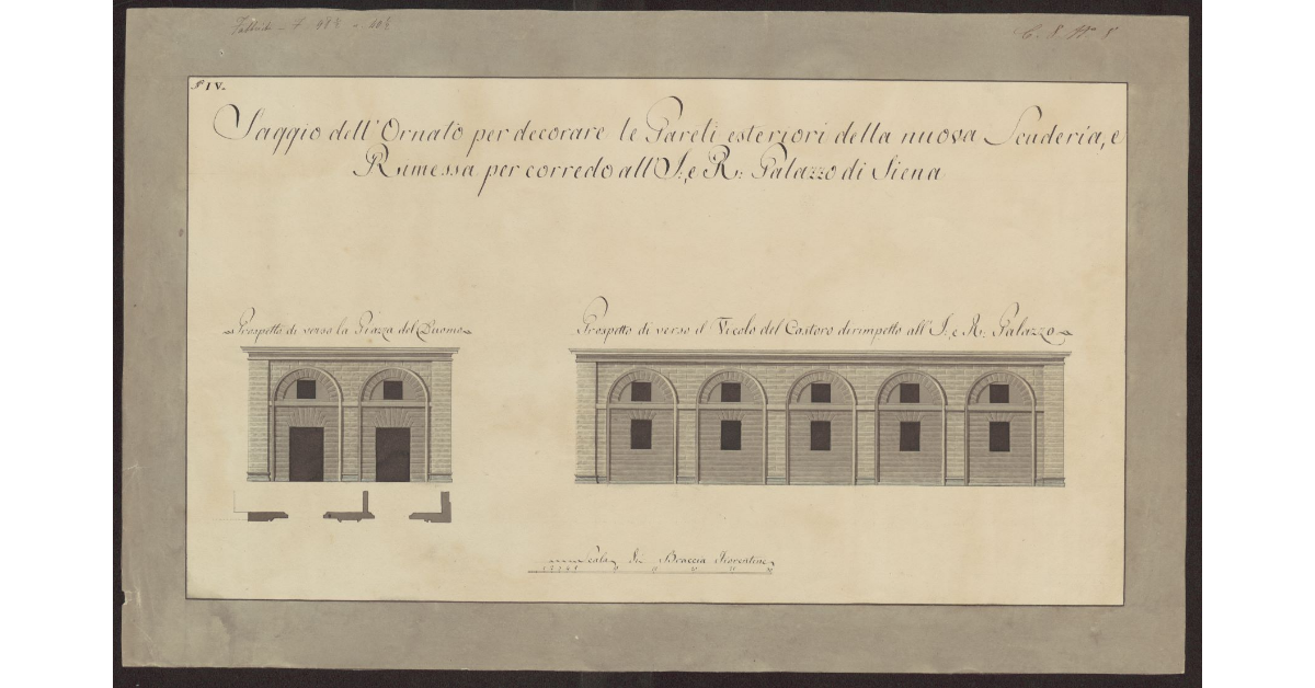 Saggio dell'Ornato per decorare le pareti esteriori della nuova Scuderia, e rimessa per corredo all'I. e R. Palazzo di Siena