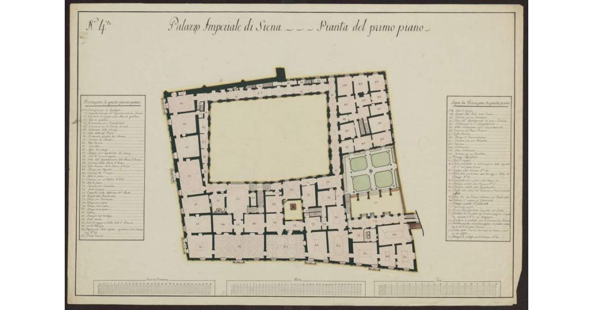 Palazzo Imperiale di Siena. Pianta del primo piano