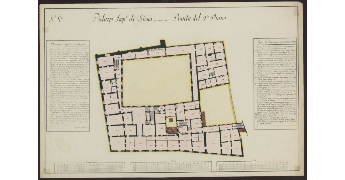 Palazzo Imperiale di Siena. Pianta del 2do piano