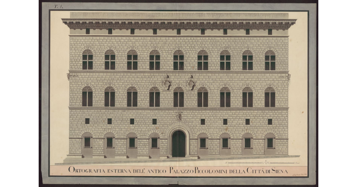 Ortografia esterna dell'antico Palazzo Piccolomini della Città di Siena