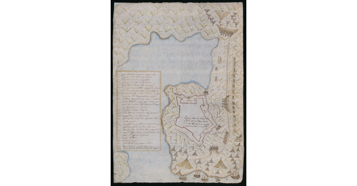 Porto Longone [con la rappresentazione dell'assedio spagnolo]