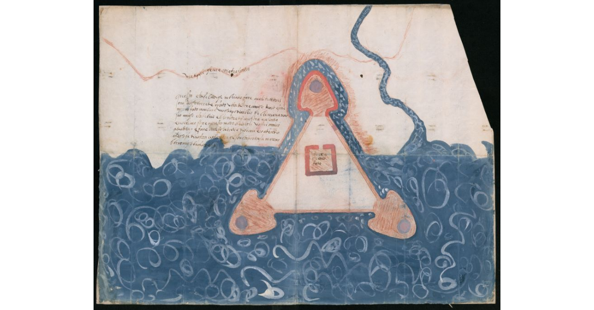 [Pianta di una fortezza sul mare fra Pisa e Pietrasanta]