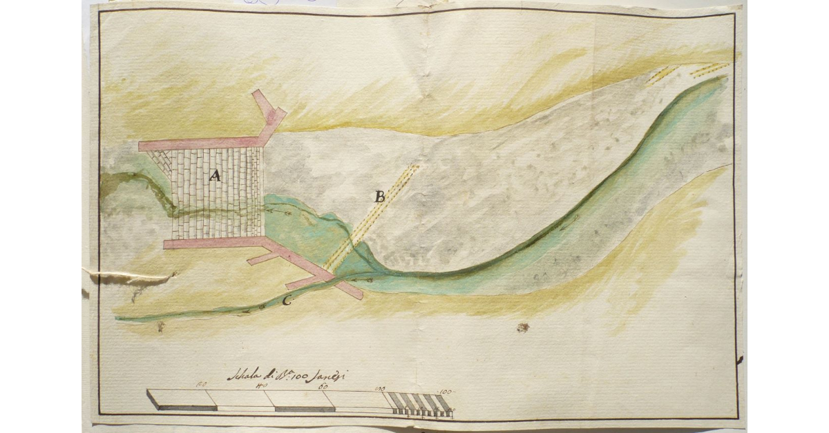 [Gora e pescaia del mulino delle Badesse sul Torrente Staggia]