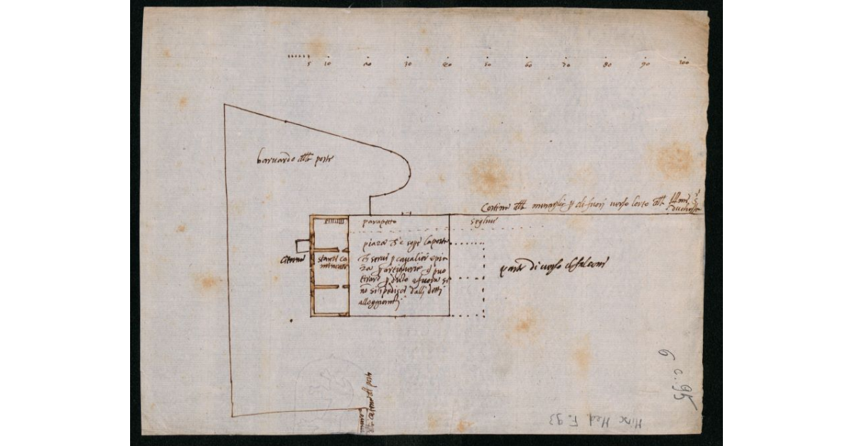 [Planimetria con progetto degli alloggiamenti alla Porta di Terra della fortezza di Portoferraio]