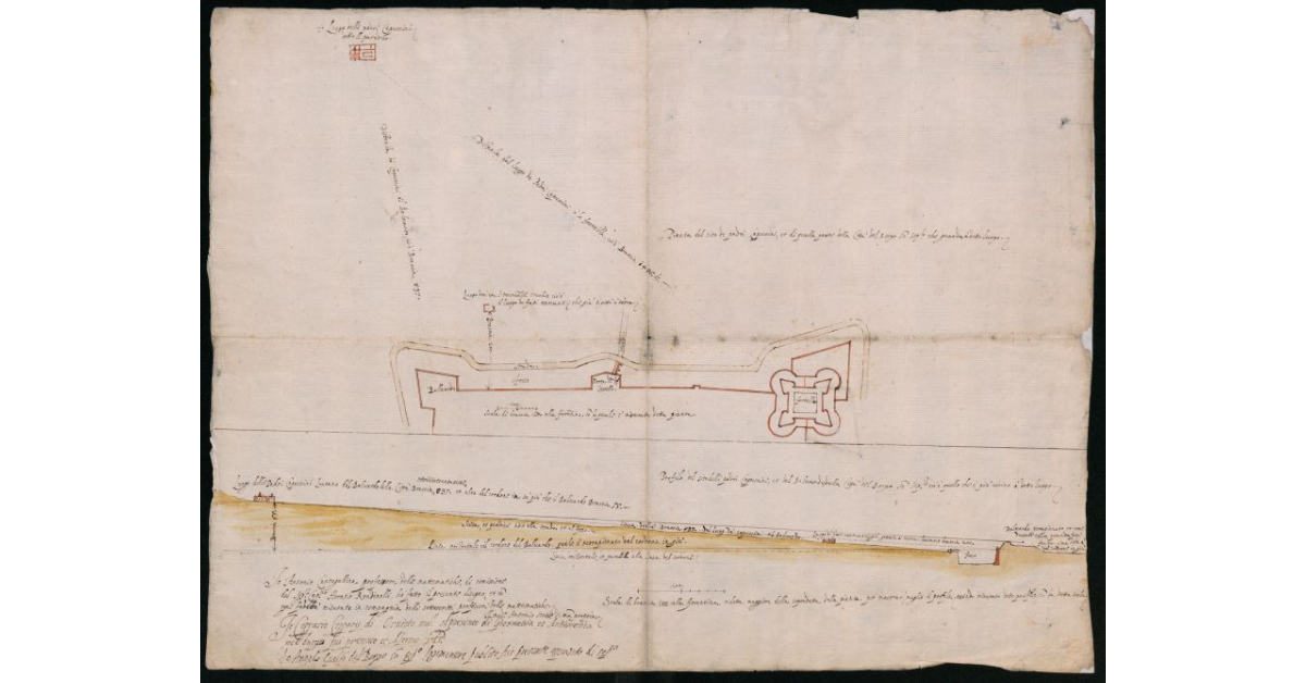 [Pianta e sezioni] del sito de Padri Cappuccini e di quella parte della Città del Borgo San Sepolcro che guarda a detto luogo