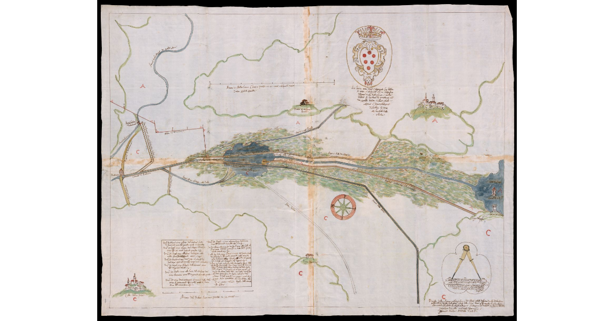 Pianta della Chiana nel territorio di Chiusi stato del Gran Duca di Toscana e del territorio di Città della Pieve stato della Chiesa ove si dimostra la concordia convenuta secondo la capitolazione fattane