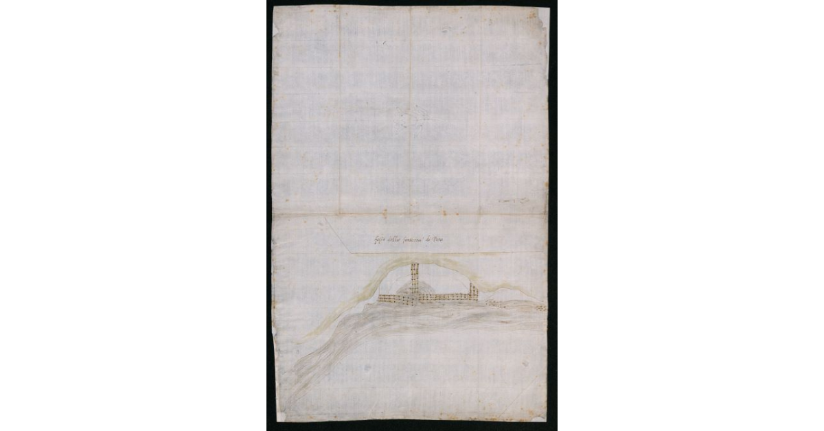 [Pianta schematica di un tratto del fosso della Fortezza di Pisa con palificate]